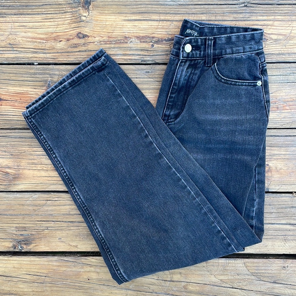 Off-Black High-Rise Straight Leg Jeans